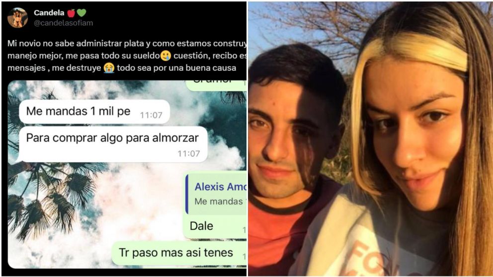 Le maneja la plata a su novio y él le pide para comer (Twitter/@candelasofiam).