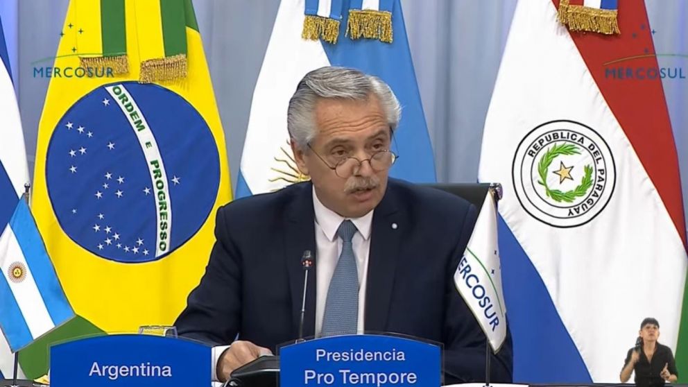 Alberto Fernández, este martes en la Cumbre del Mercosur (Captura de pantalla).