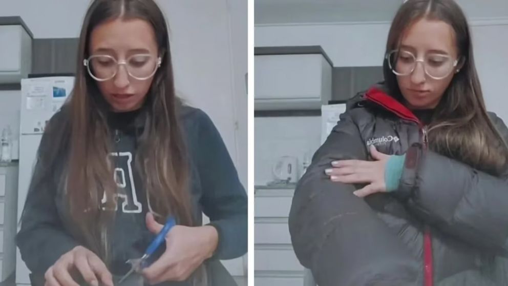 Joven se compró una campera por Internet y encontró algo inesperado en unos de los bolsillos (Imagen captura vídeo).