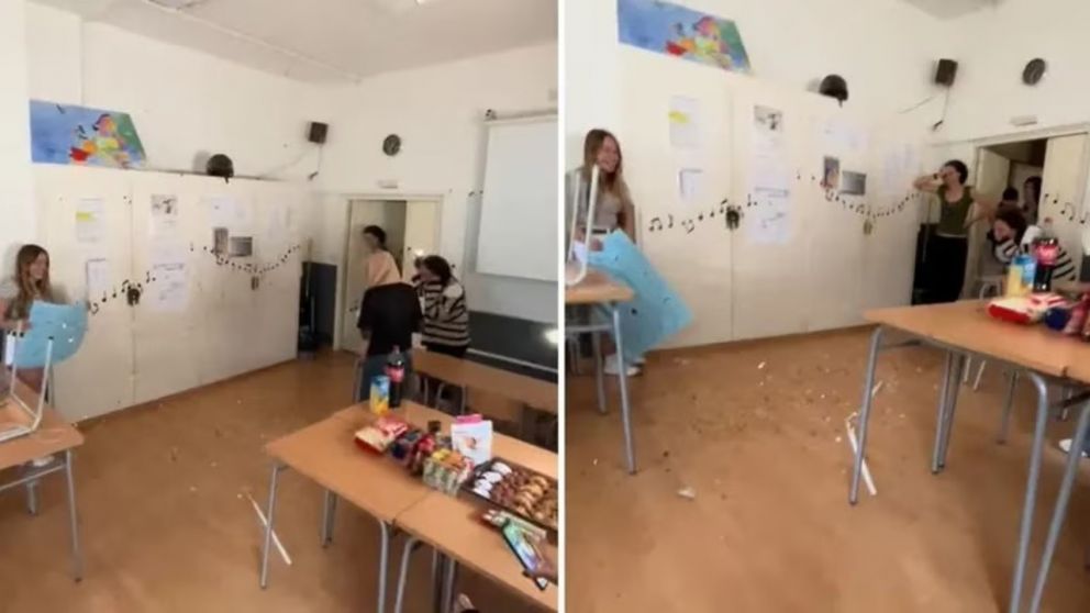 Le hicieron un festejo sorpresa a su profesora, pero sucedió algo inesperado que se hizo viral (Imagen captura vídeo).
