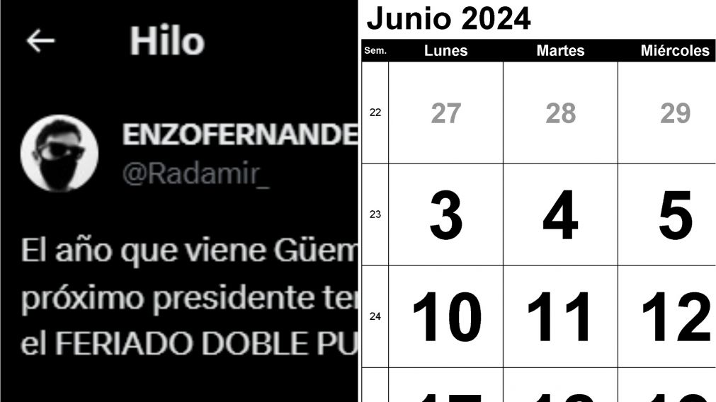 Miró el calendario y exigió una semana laboral de un día en 2024: “Feriado doble puente”