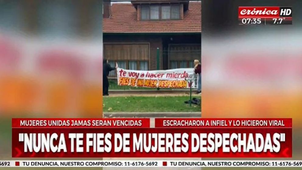 ¡Le colgaron pasacalles para escracharlo por infiel!