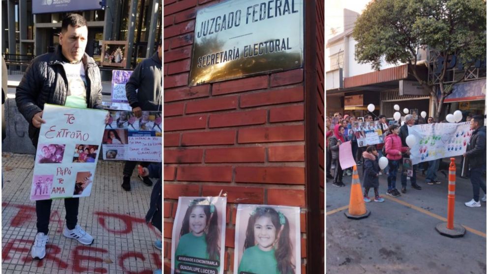 El padre de Guadalupe, Eric Lucero, encabezó este miércoles un nuevo reclamo de la aparición con vida de su hija (Gentileza abogado Héctor Zavala Agüero).