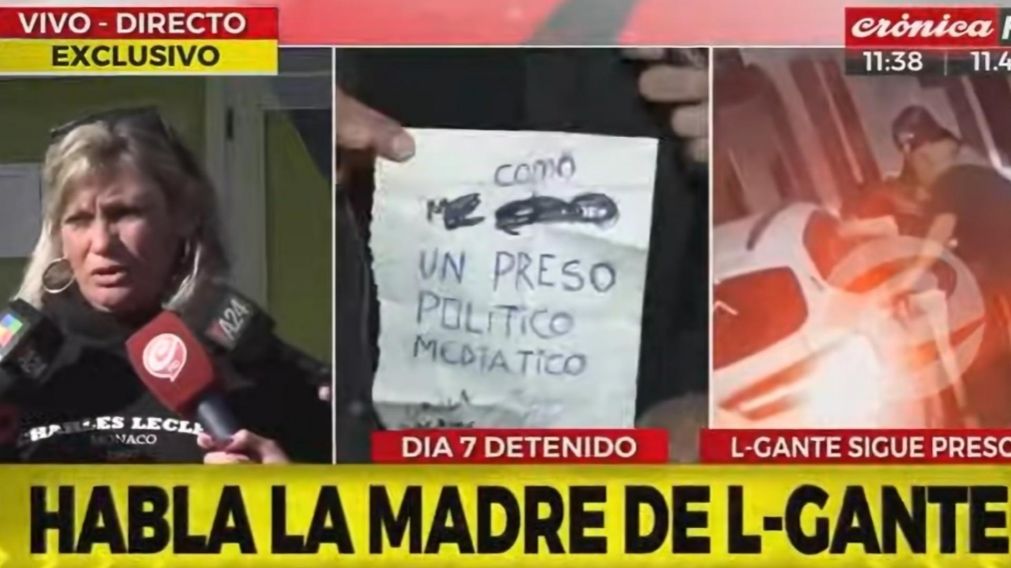 Detención de L-Gante: lleva siete días preso y su mamá le habló el juez: "Le pido la liberación de mi hijo".