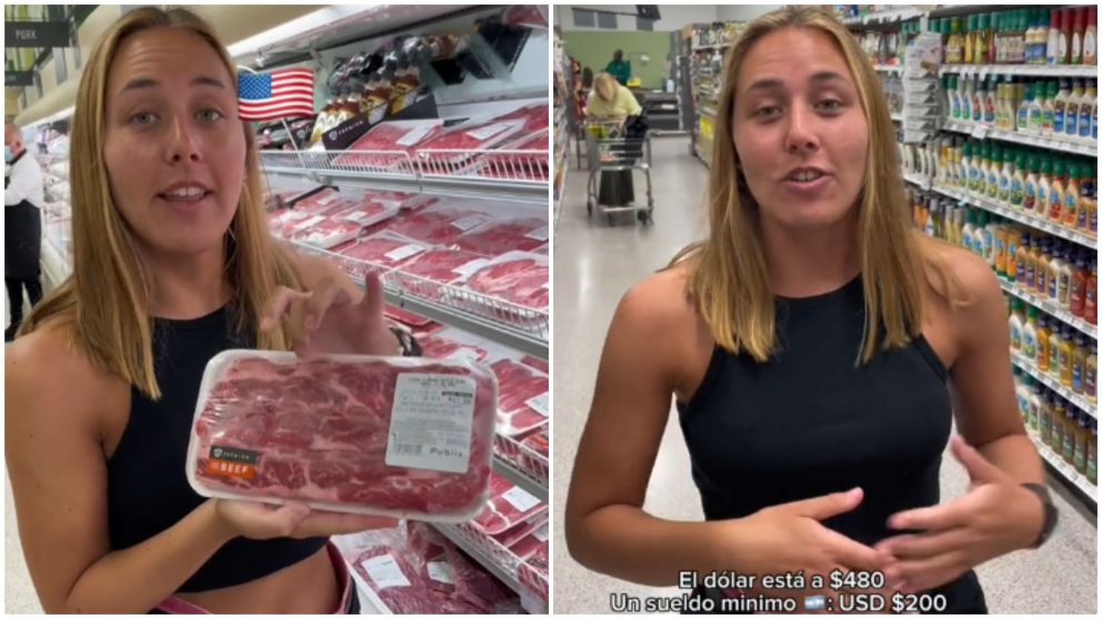 Una joven argentina mostró los precios de un supermercado de Estados Unidos y es viral (TikTok/@chofitamanza).