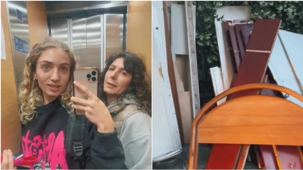 M�a y su mam� salieron a caminar por Barcelona en b�squeda de muebles.