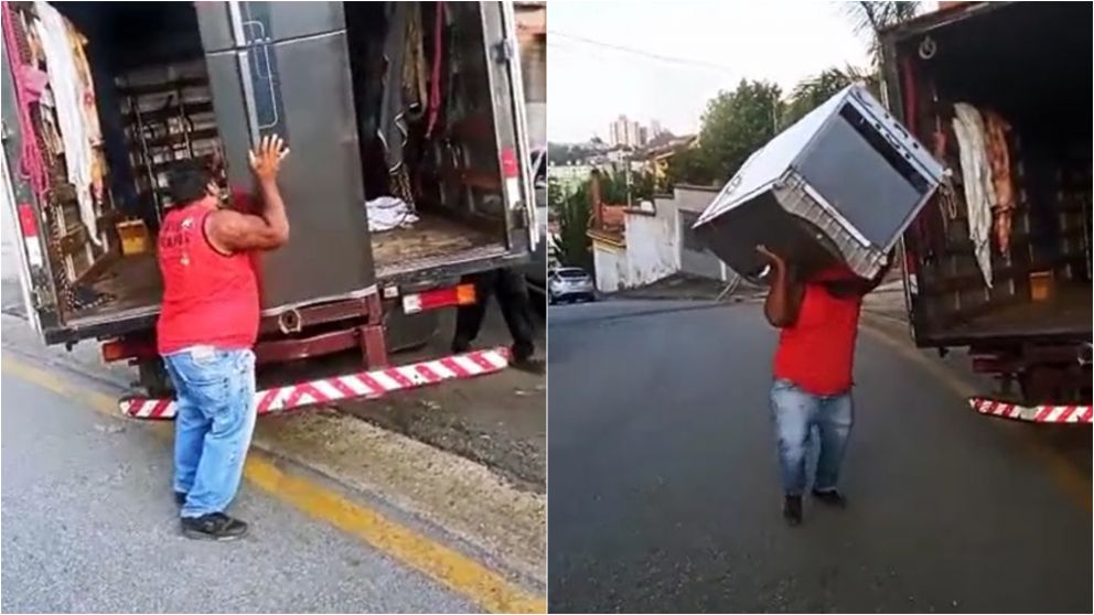 “Es Hulk”: tiene un camión de mudanzas, mostró sus particulares métodos y se volvió furor en redes