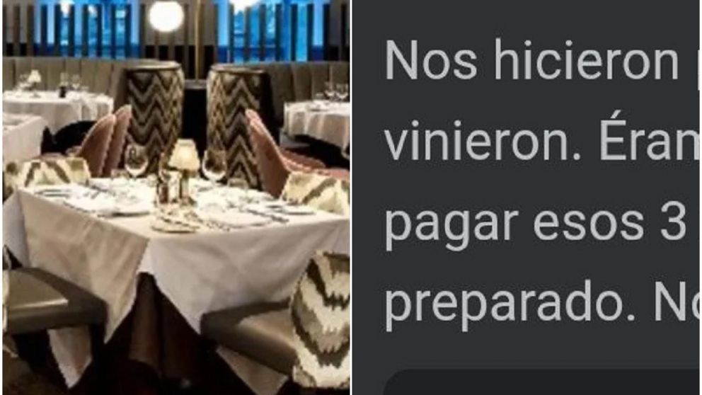 Se indignó porque los hicieron pagar los menús de las personas que no fueron.