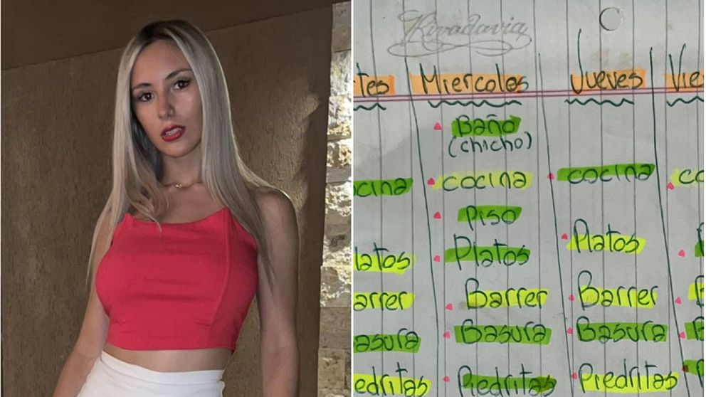 Una pareja dividió las tareas del hogar en un cronograma y son virales (Twitter / @Juuliruiz_).