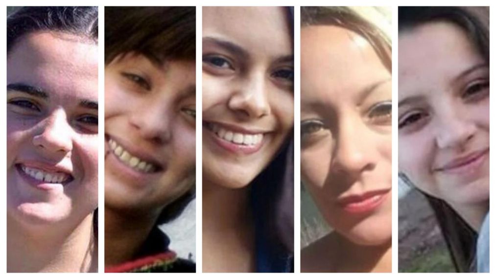 Chiara Páez, Lucía Pérez, Anahí Benítez, Susana Cáceres, y Úrsula Bahillo. Todas víctimas de femicidio.