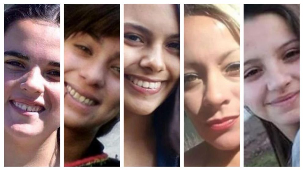 Chiara Páez, Lucía Pérez, Anahí Benítez, Susana Cáceres, y Úrsula Bahillo. Todas víctimas de femicidio.