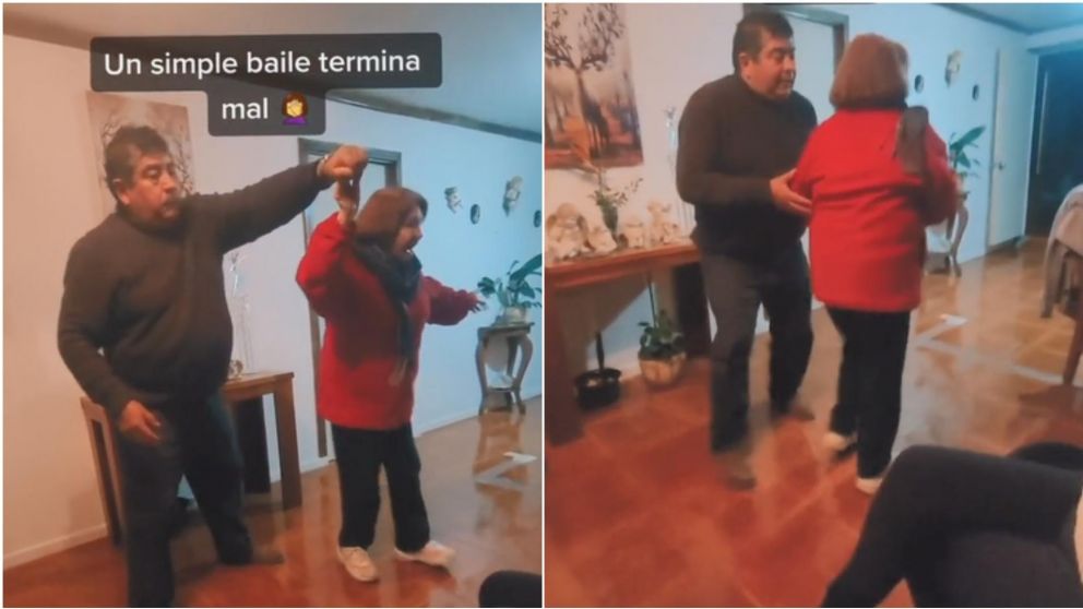 Una abuela estaba bailando y se cayó al suelo.