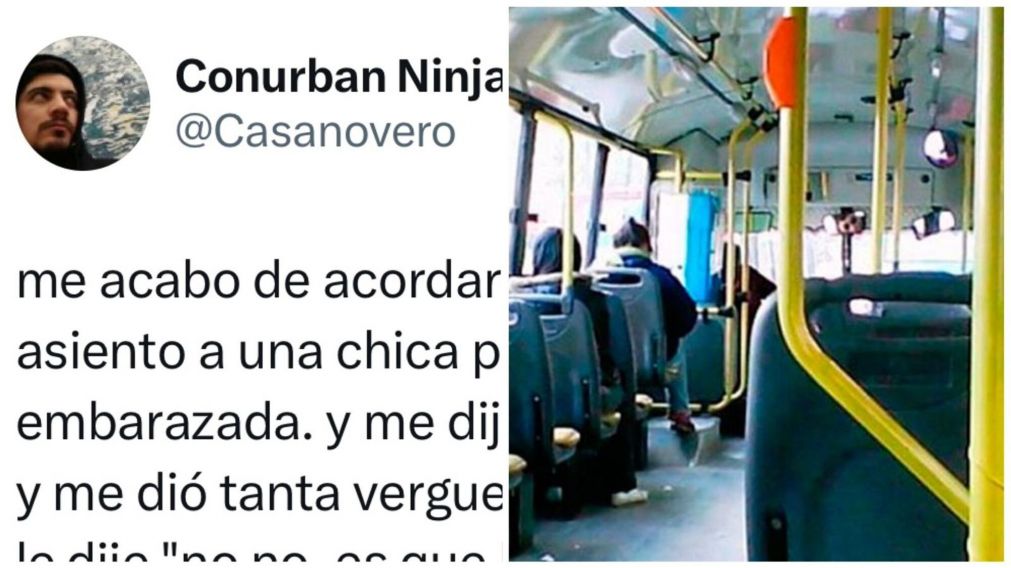 La insólita situación entre un joven y una "embarazada" en el colectivo.