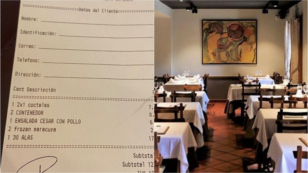 Comió en un restaurante, pidió la cuenta y encontró un desubicado mensaje del mozo en el ticket