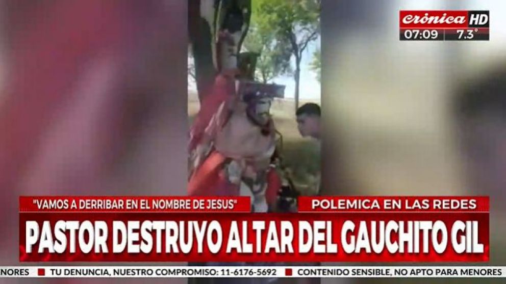Pastor destruyó altar del Gauchito Gil "en nombre de Jesús"
