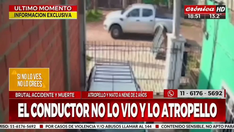 Un hombre atropelló y mató a un nene de 2 años con su camioneta: lo liberaron a las 48 horas.
