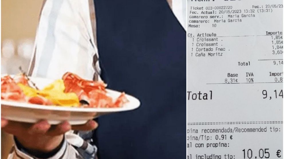 Le sumaron al ticket una "recomendación" de propina para el mozo y estalló la polémica (Twitter).
