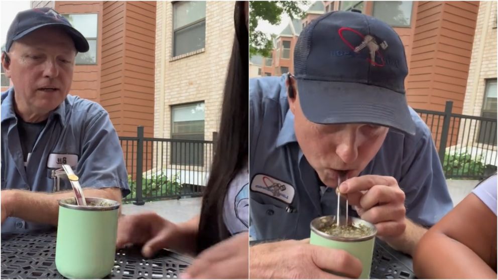 Un yanqui se convirtió en viral luego de su reacción al probar el mate.