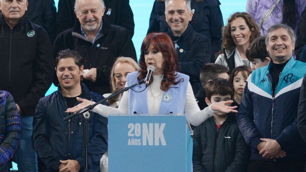 Cristina Kirchner durante el acto desde Plaza de Mayo (Crónica/ Hernán Nersesian).