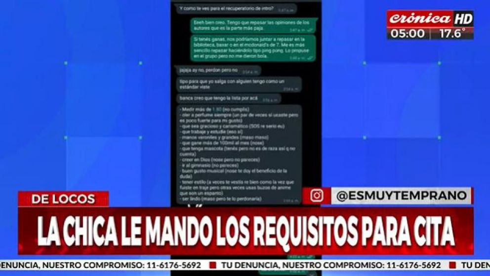 La invitó a salir... ¡y ella le mandó una lista con los requisitos!