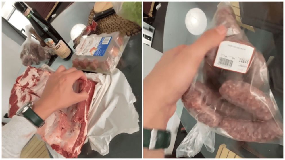 Cuánto le costó hacer un buen costillar “estilo argentino”, con “choris” y fernet (TikTok / @kevingomeez69).
