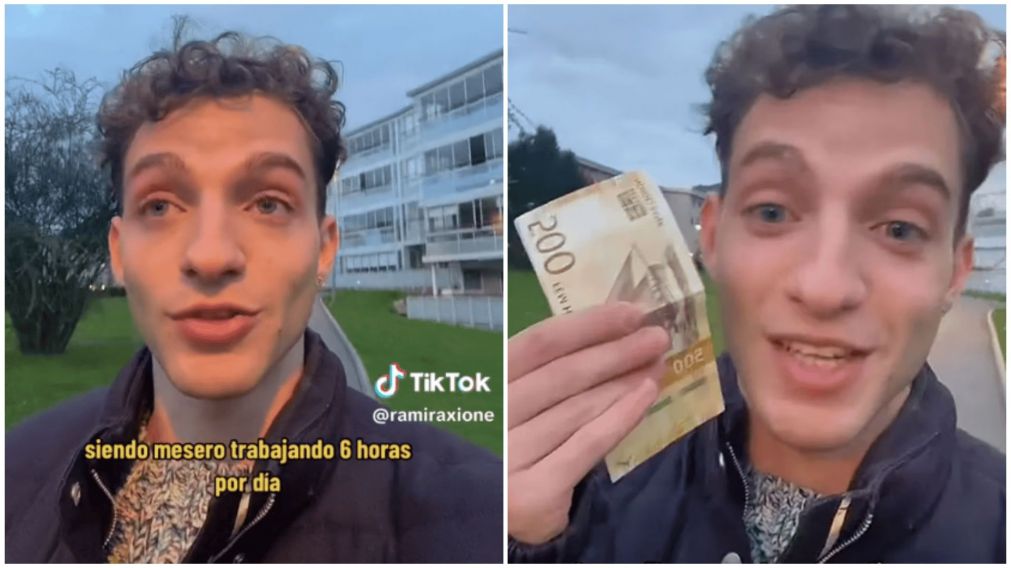 Joven revel� el sueldo que gana como mozo en Noruega y es viral (TikTok/@ramiraxione).