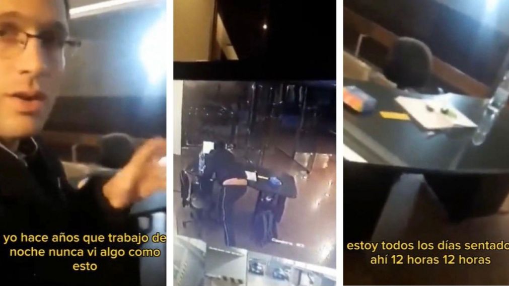 Un guardia de un edificio vio el esprectro de una mujer a través de las cámaras de seguridad.