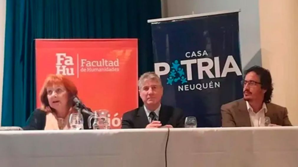 Amado Boudou estaba dando una charla en una universidad de Neuquén (Twitter).