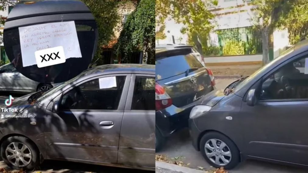 Dejó su auto estacionado en un lugar prohibido y la venganza de su vecina se viralizó en las redes (Imagen captura vídeo).