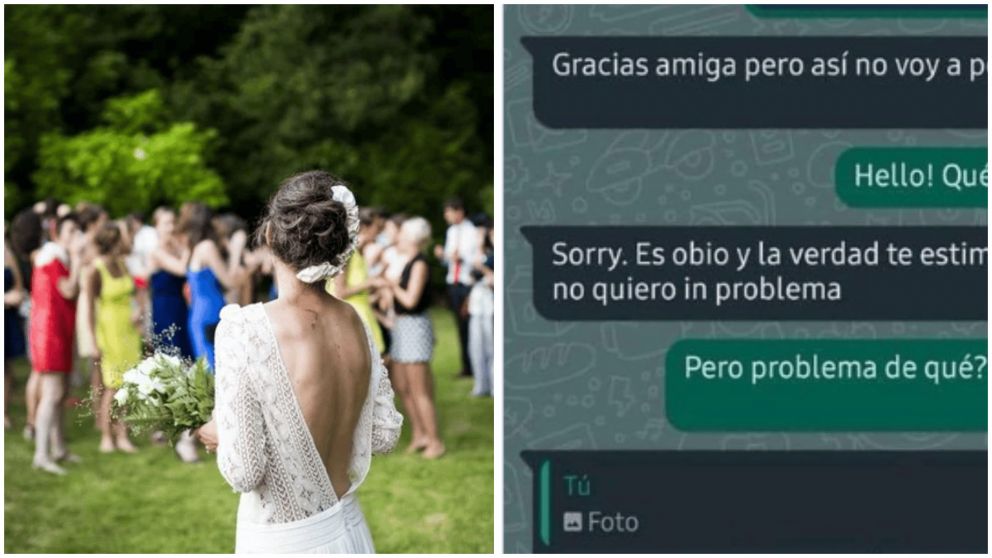La invitada a un casamiento desató la polémica porque no invitaron a sus hijos (Twitter/@belenpoisson_).