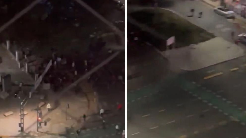 Brutal enfrentamiento entre barras en la Avenida del Libertador.