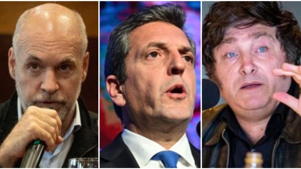 Horacio Rodríguez Larreta, Sergio Massa y Javier Milei, tres de los nombres que formaron parte de la encuesta de Zurban Córdoba.