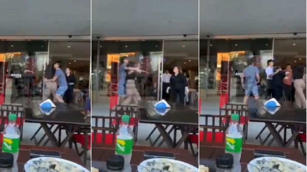 Una turista golpeó a los empleados de un bar porque cerraron la cocina y terminó detenida (Imagen captura vídeo).