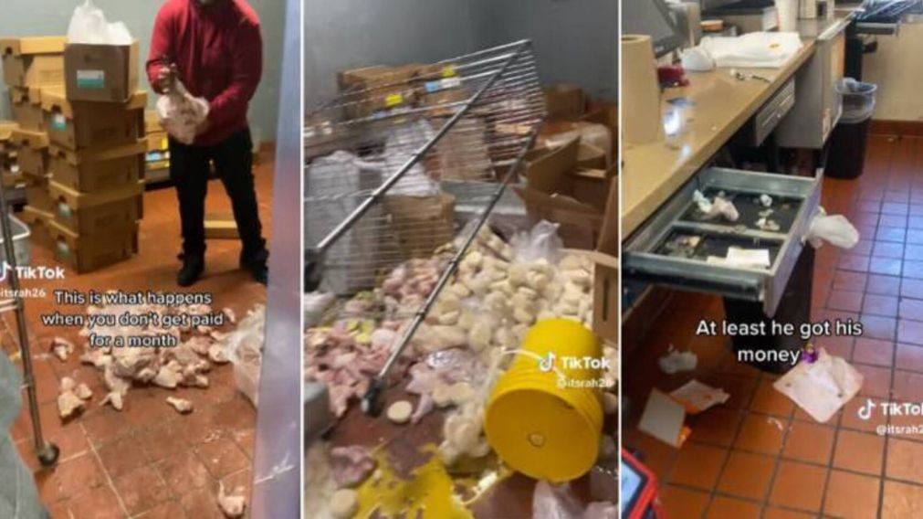 Un joven se enojó porque no le pagaron el sueldo y destrozó el restaurante en el que trabajaba (Imagen captura vídeo).