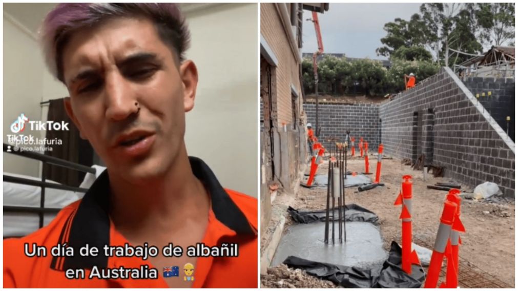 El joven utilizó su red social para contar su experiencia como albañil en Australia (TikTok/@pico.lafuria).