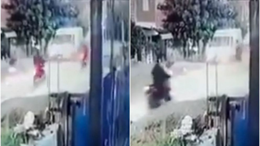 Motochorros armados le robaron al chofer de una ambulancia que asistía a una nena con leucemia (Imagen captura vídeo).