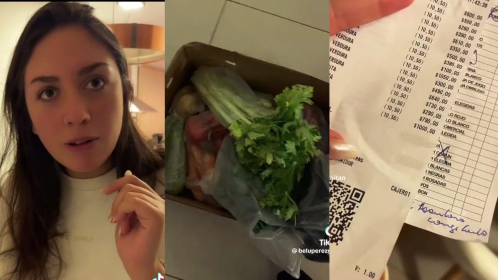 Se volvió viral en TikTok tras mostrar su reacción al ver lo que gastó en la verdulería.