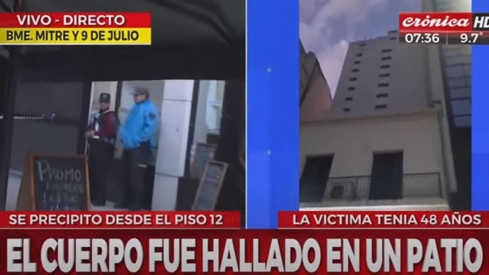 Una mujer murió tras caer desde el piso 12 de un hotel del centro porteño (Crónica HD).