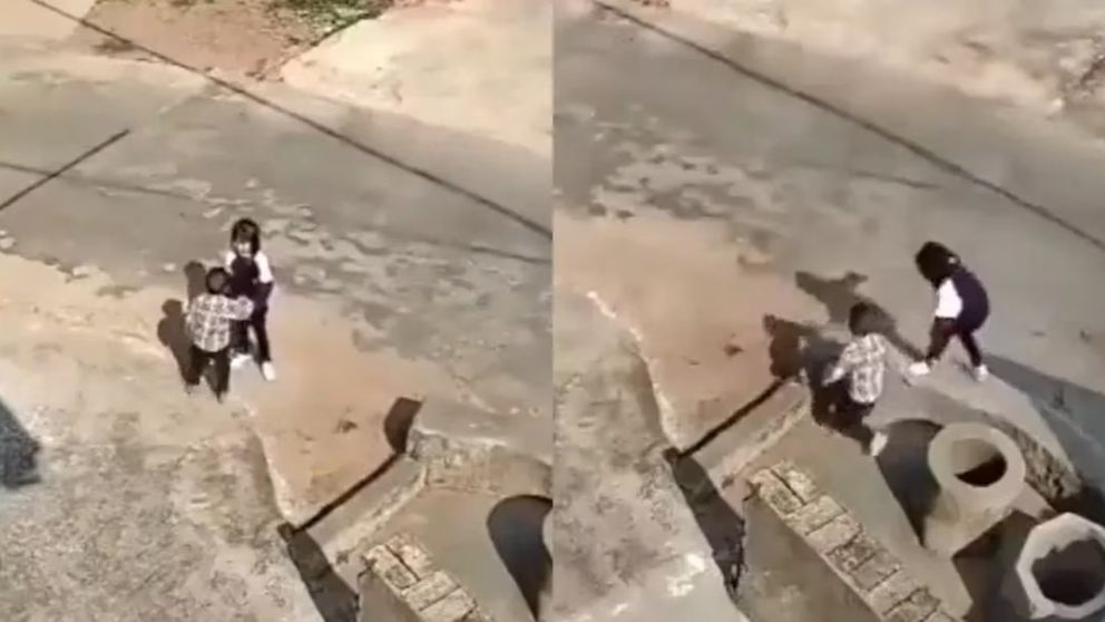 Una nena de 7 años tiró a su amigo a un pozo "por bronca" luego de tener una discusión (Imagen captura vídeo).