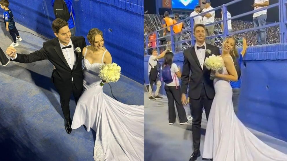 Hinchas de V�lez se casaron en la cancha y estallaron los comentarios (Twitter/manriquerena).