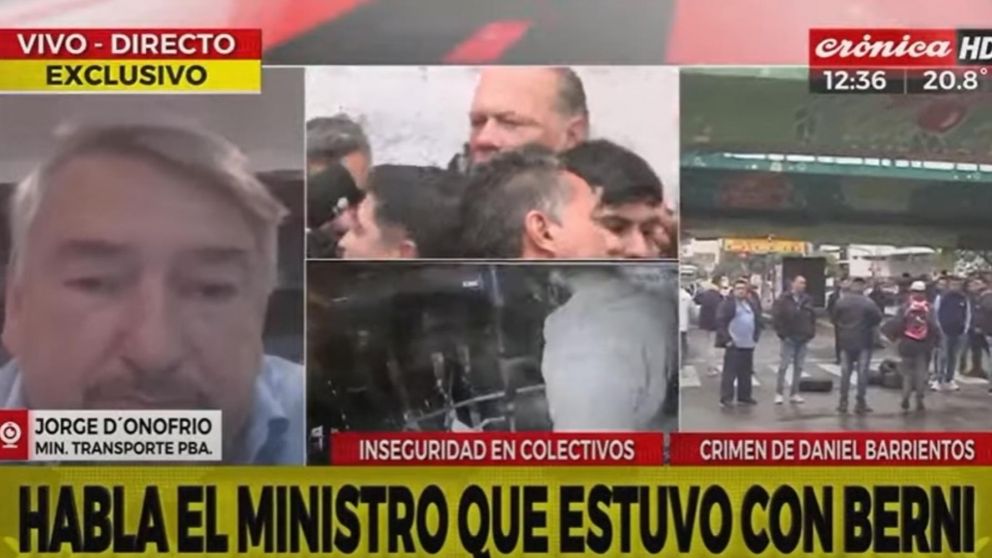 El ministro de Transporte bonaerense, Jorge D'Onofrio, habló con Crónica HD (Captura).