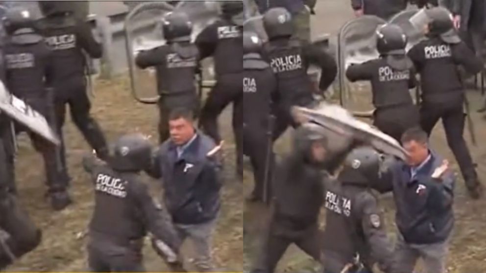 El momento de la agresión tomada por las cámaras de televisión.