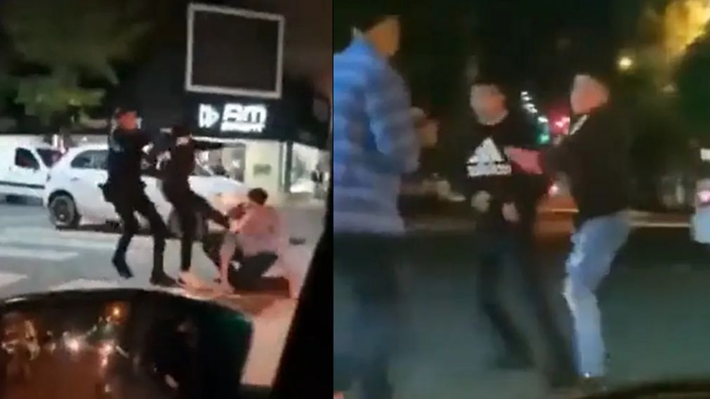 Brutal pelea a la salida de un boliche: le patearon la cabeza y lo atacaron a botellazos (Imagen captura vídeo).