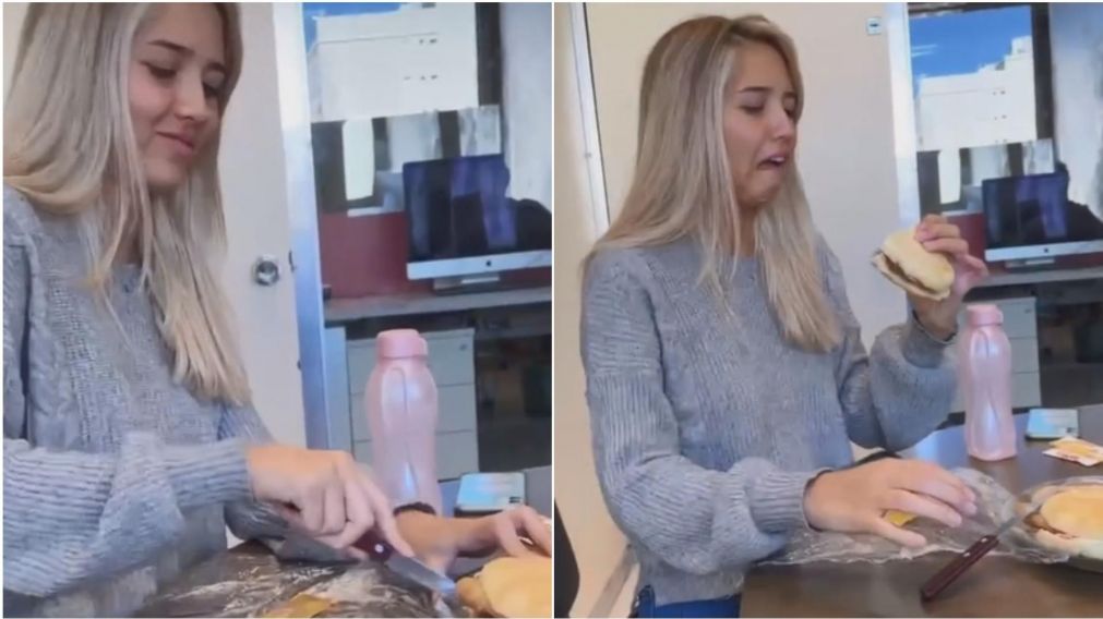 Una joven se impactó por el contenido de un sándwich que compró para almorzar.