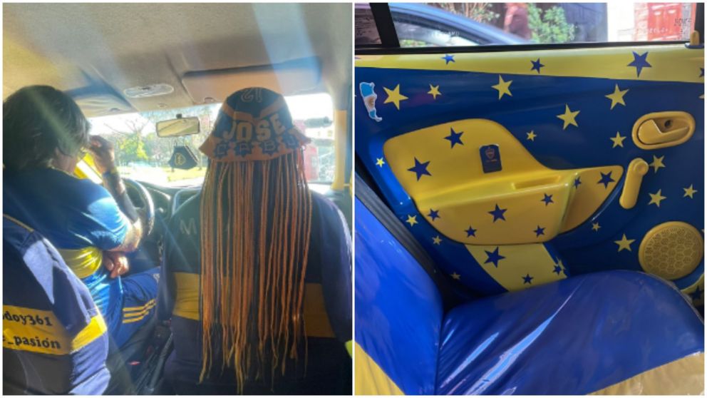 El remís decorado de Boca sorprendió a una pasajera y es viral (Twitter/@josefinagostini).