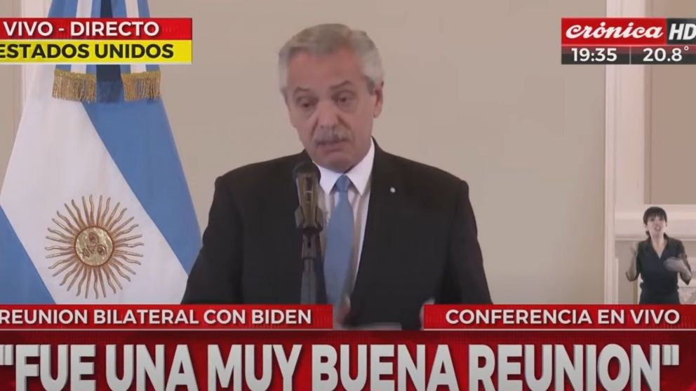 Alberto Fernández habló en conferencia tras la reunión con Biden.