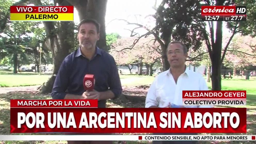 El coordinador nacional de la "Marcha por la Vida" fue entrevistado por Crónica HD (Captura).