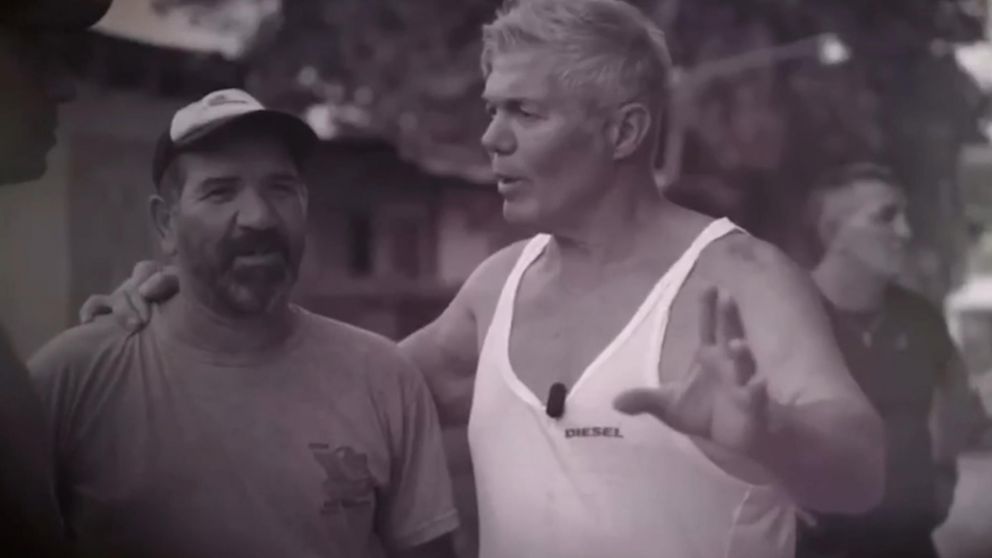 Una imagen del spot de campaña de Fernando Burlano, precandidato a gobernador bonaerense, junto a José Luis Auge, asesino de José Luis Cabezas.