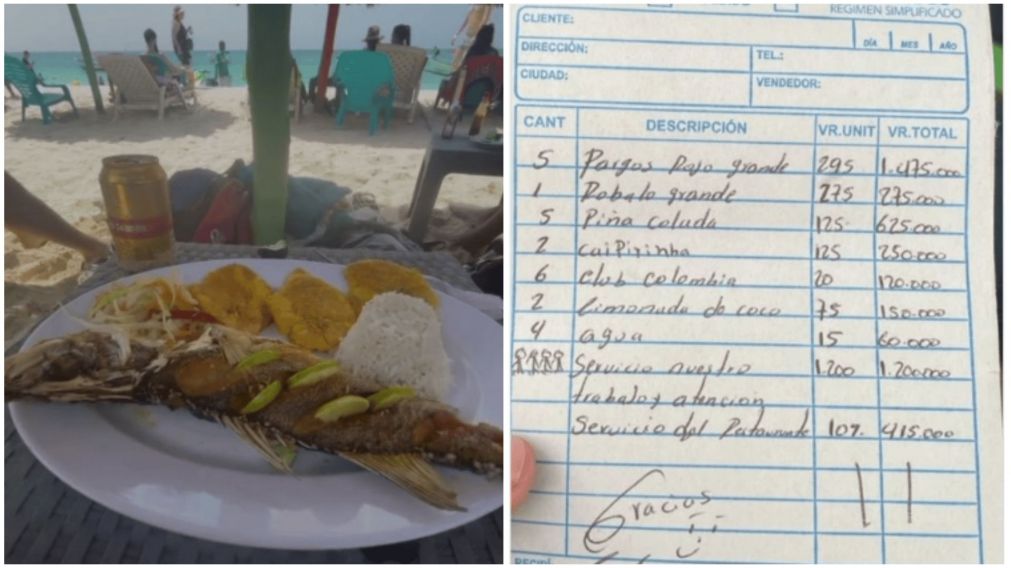 Ticket por una comida en una playa Cartagena es viral (Twitter/@bolidarity).