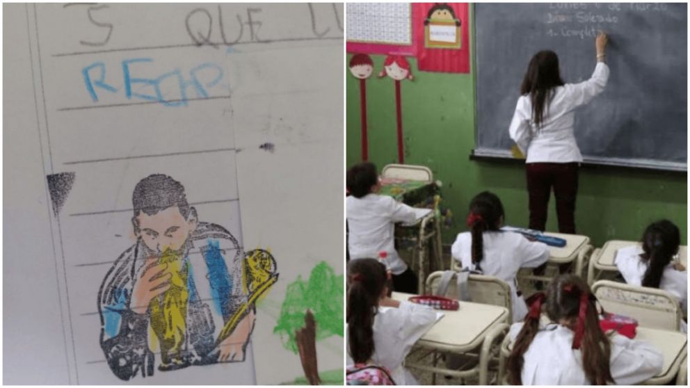 Una docente de primaria usa un sello de Lionel Messi y es viral en las redes sociales (Twitter/@hibisss).